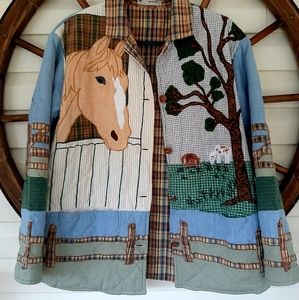 Women's Patch Magic Quiled Horse Equestrian Jacket Small